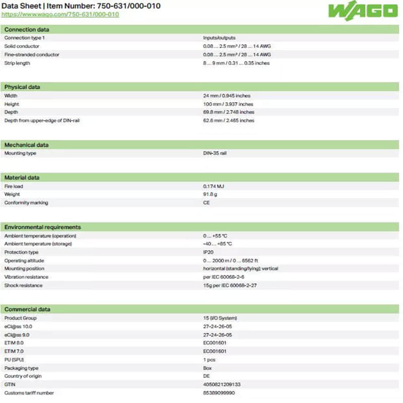 WAGO 750-631/000-010 Encoder Interface 24V DC